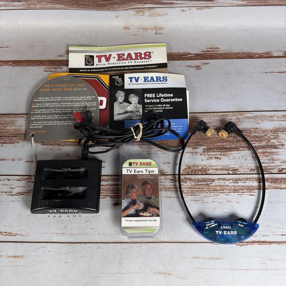 TV Ears 2.3 Analog 10341 Complete TV Listening System Headphones Dock Used